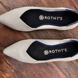 ROTHY’s The Point Classic Knit Slip On Flats in Flax Birdseye Women 8.5